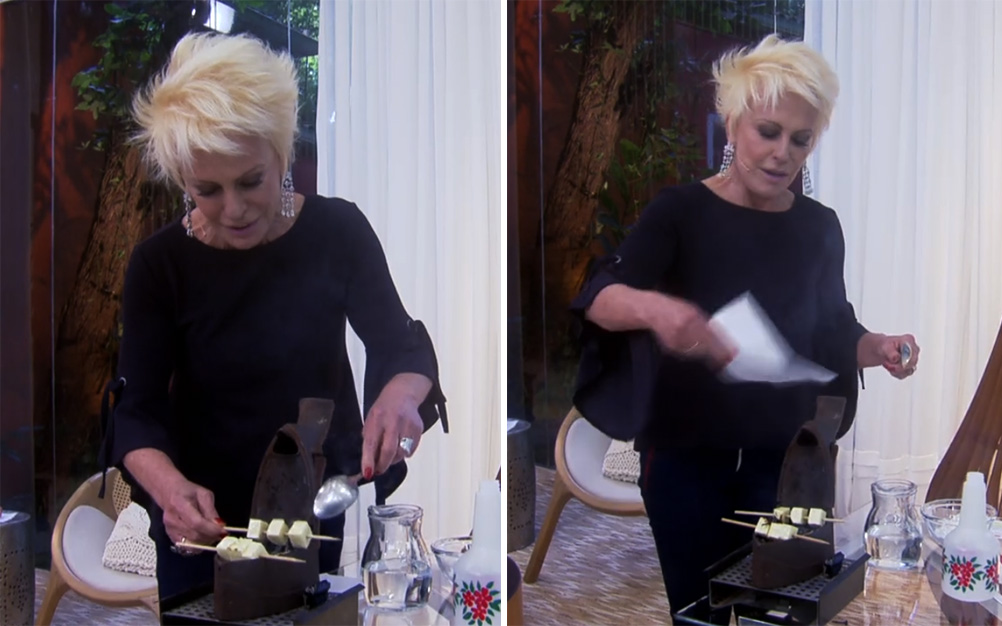 Ao vivo, Ana Maria Braga faz “churrasco” e se queima com ferro