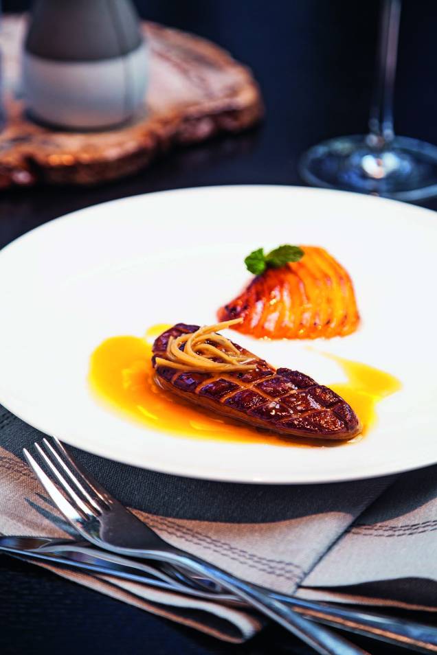 Foie gras grelhado com manga e gengibre Foie gras grelhado com manga e gengibre