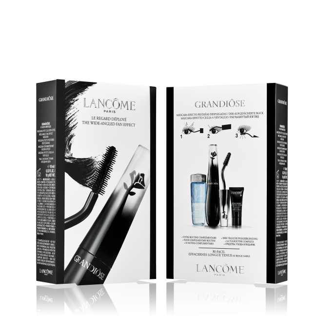 R$ 189,00. Kit Coffret Grandiouse, com fmáscara para cílios, corretivo e demaquilante bifásico. Lancôme.
