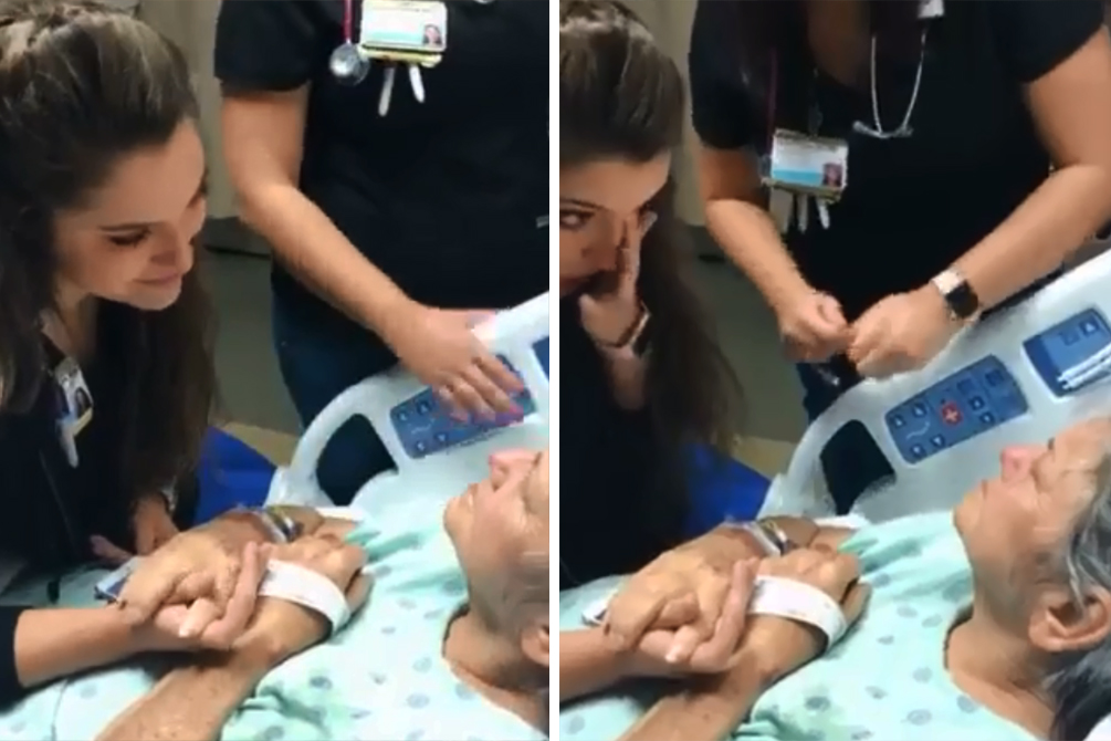 Enfermeira chora ao cantar para paciente lutando contra o câncer