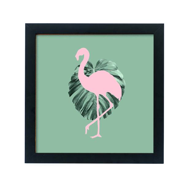 •	Quadro Leaf Flamingo, de MDF com borda natural, no tamanho 20 x 20 cm. Decohouse - R$ 39,90. Uma sugestão da MINHA CASA. Preço pesquisado em novembro/17