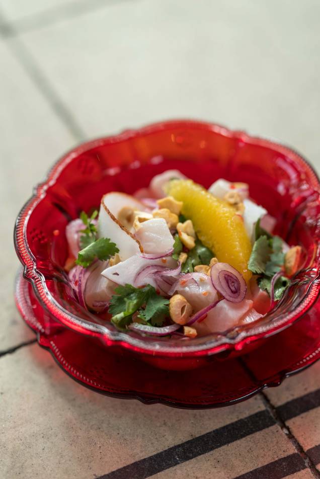 Ceviche com coco