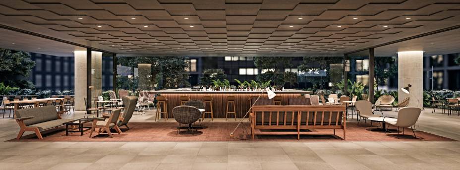 O bar: lobby lembra um hotel de luxo O bar: lobby lembra um hotel de luxo