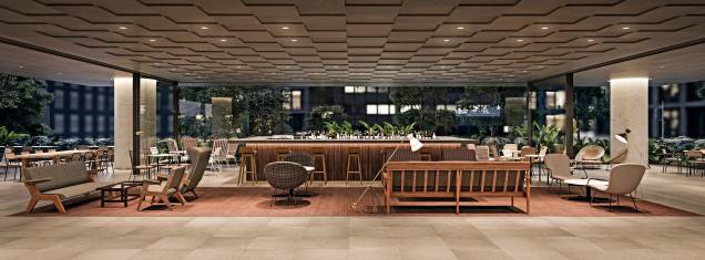 O bar: lobby lembra um hotel de luxo O bar: lobby lembra um hotel de luxo