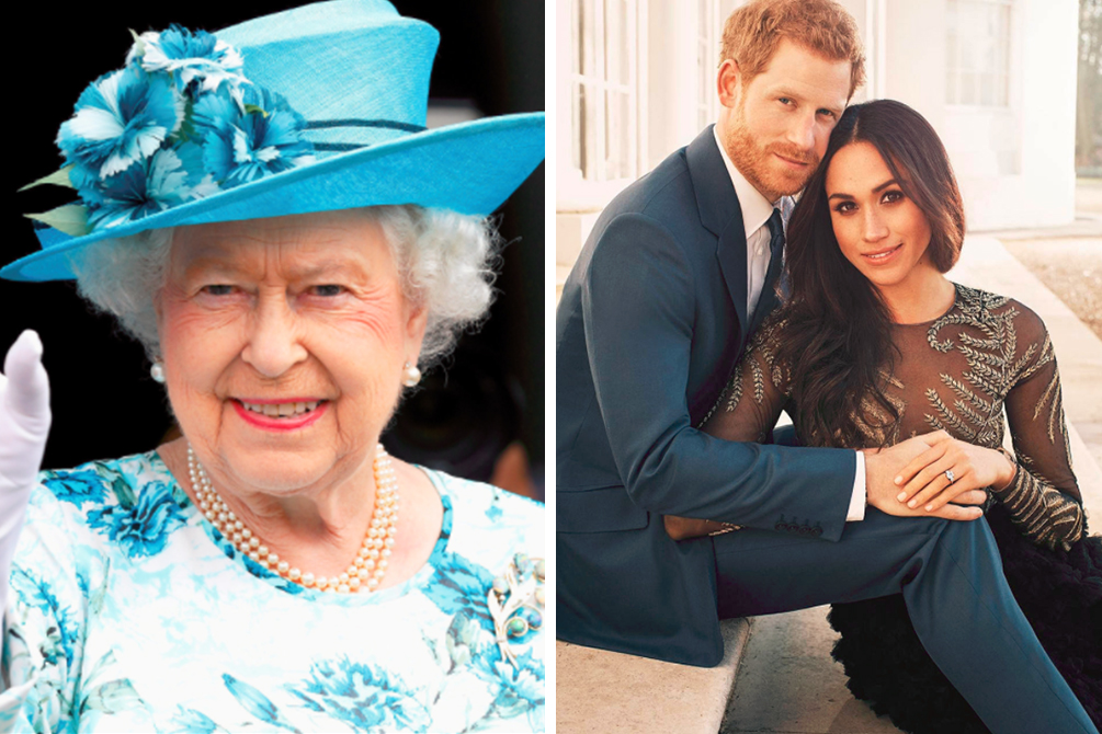 Rainha Elizabeth e Meghan e Harry