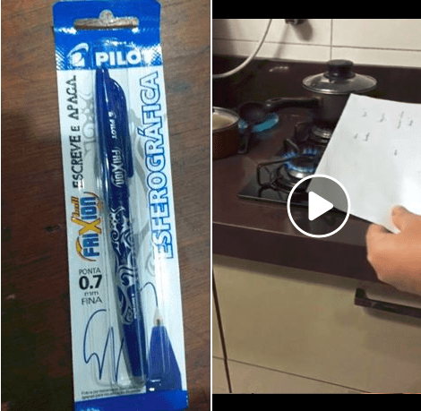 Caneta que apaga em altas temperaturas viraliza no Facebook