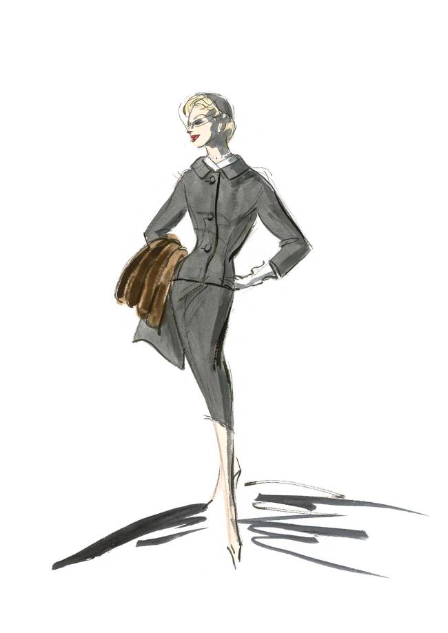 Desenho de figurino para personagem de Kim Novak no filme Um corpo que cai_1958_Edith Head Papers, Biblioteca Margaret Herrick, AMPAS.jpg Desenho de figurino para personagem de Kim Novak no filme Um corpo que cai_1958_Edith Head Papers, Biblioteca Margaret Herrick, AMPAS.jpg