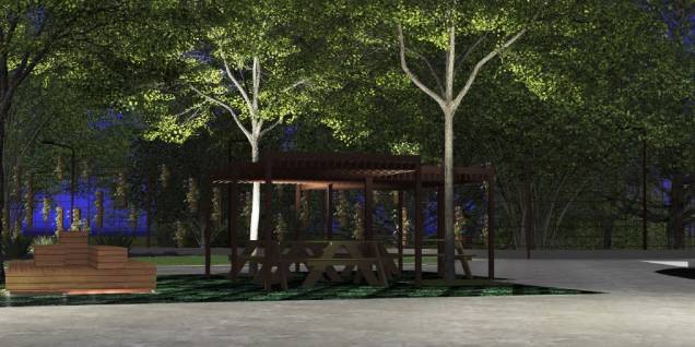 Imagem mostra área da praça com novas instalações Imagem mostra área da praça com novas instalações
