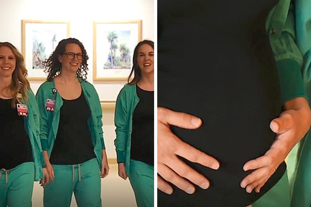 Nove enfermeiras que trabalham com partos no mesmo hospital estão grávidas