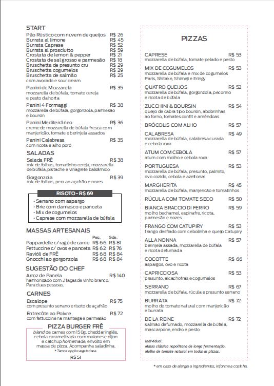 Frê Restaurante e Bar – Cardápio Frê Restaurante e Bar – Cardápio