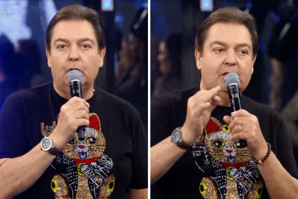 A foto mostra Faustão durante apresentação de seu programa