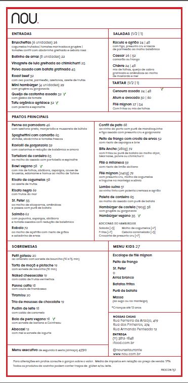 Nou – Cardápio Nou – Cardápio