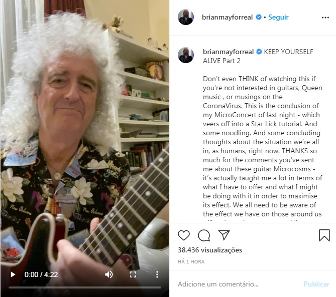 Brian May, do Queen, dá aulas de guitarra durante quarentena