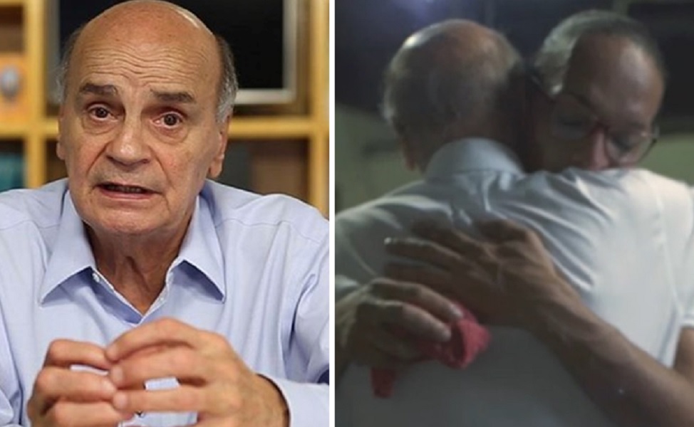 A montagem mostra o médico Drauzio Varella e um abraço dele em uma detenta