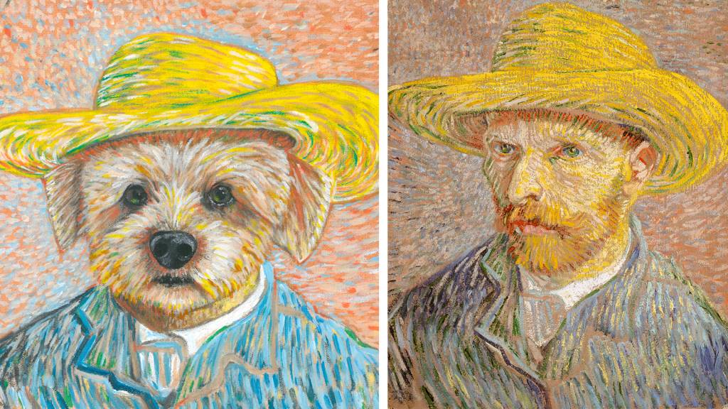 Calendário recria obras de arte icônicas com vira-latas como protagonistas