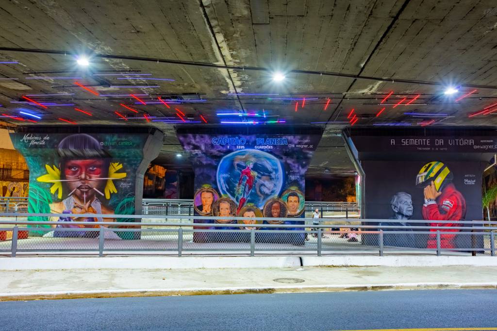 Viaduto na Bela Vista recebe novos grafites e equipamentos de ginástica