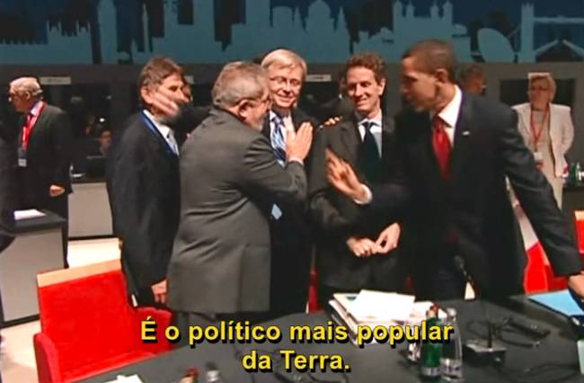 Cena do encontro em Lula e Obama no G20: encontro entre os ex-presidentes