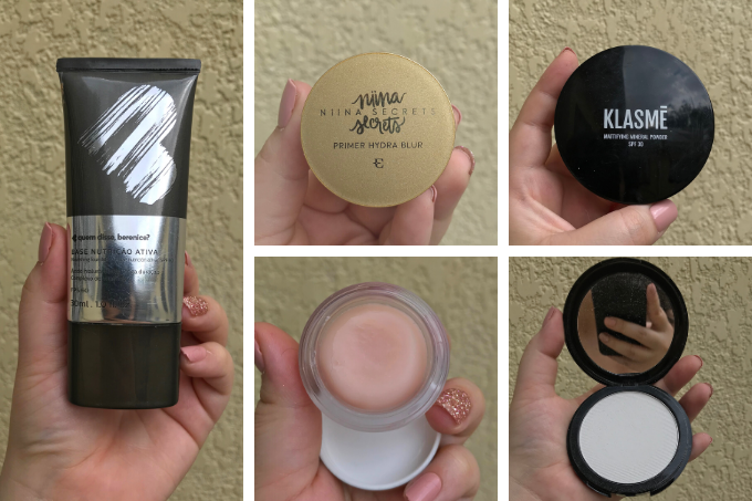 cosméticos 2020 Base hidratante, primer cremoso e pó matificante: pele perfeita