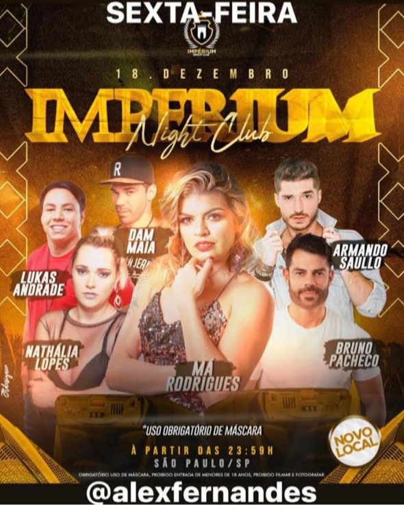 Flyer exibe imagem com vários DJs e título Imperium no topo.