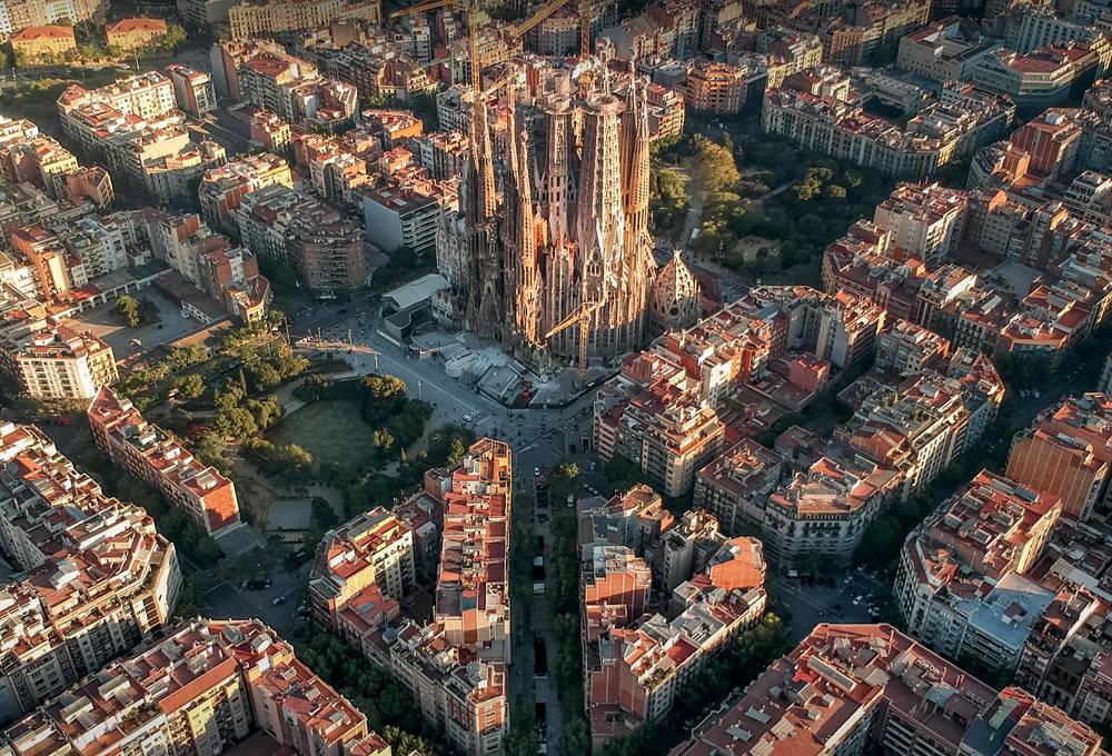 High Angle View Of Illuminated Buildings In City