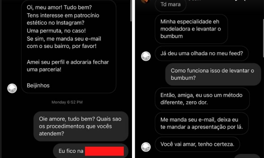 Bruna assedio massagista Print dos stories de Bruna