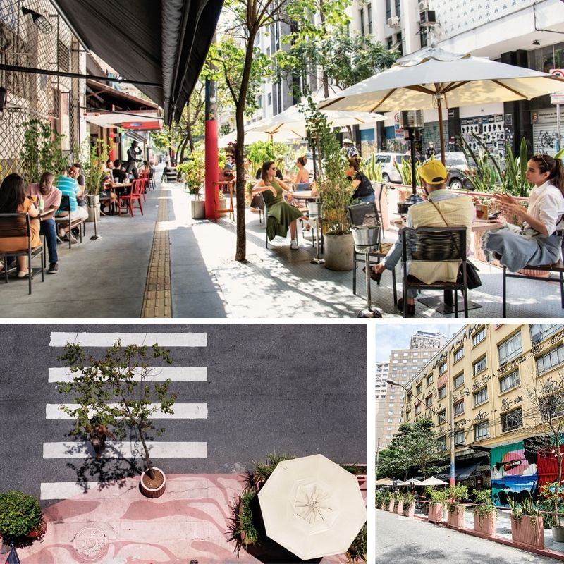 Plataformas ocupa rua Mesas de restaurantes próximos as ruas