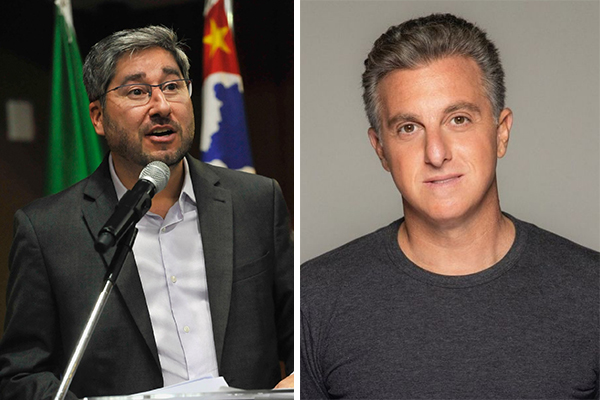 Imagem mostra montagem com o deputado Fernando Cury, à esquerda, e Luciano Huck, à direita
