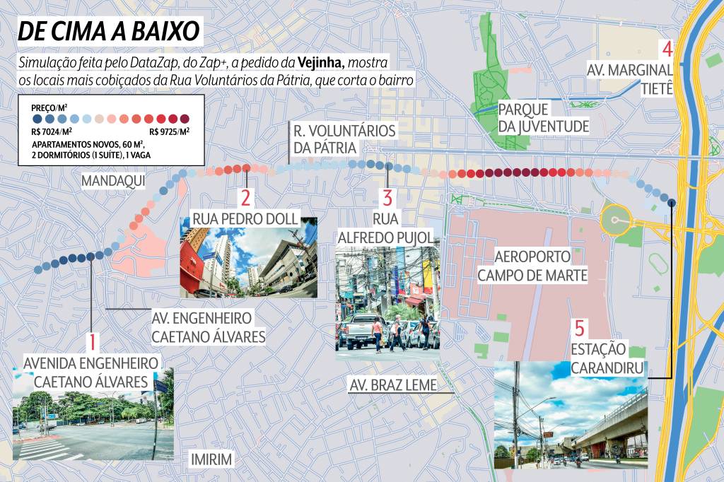 MAPA Mapa com indicações numéricas de pontos relevantes de Santana