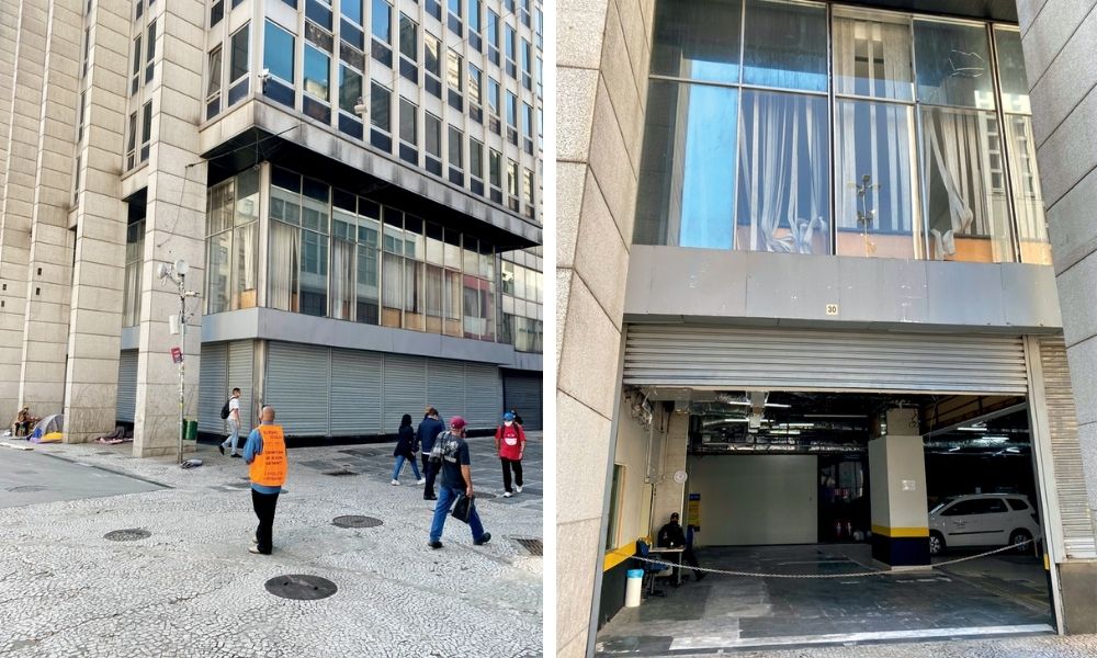 Térreo fechado no centro administrativo do Tribunal de Justiça Térreo fechado no centro administrativo do Tribunal de Justiça: à direita, a garagem improvisada na Praça do Patriarca