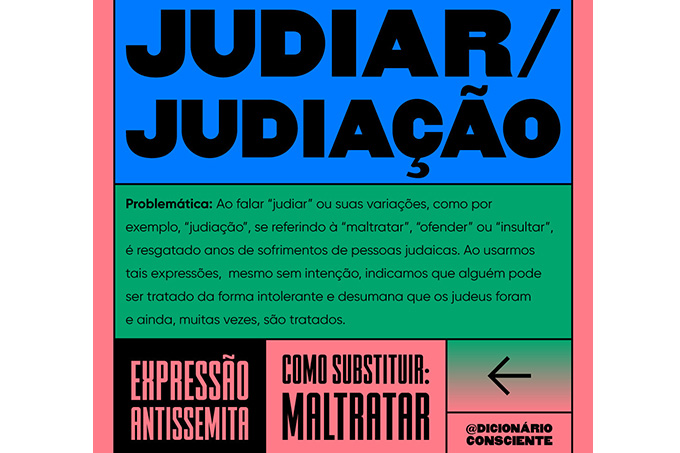 Expressão antissemita: pode ser substituído pela palavra maltratar Expressão antissemita: pode ser substituído pela palavra maltratar