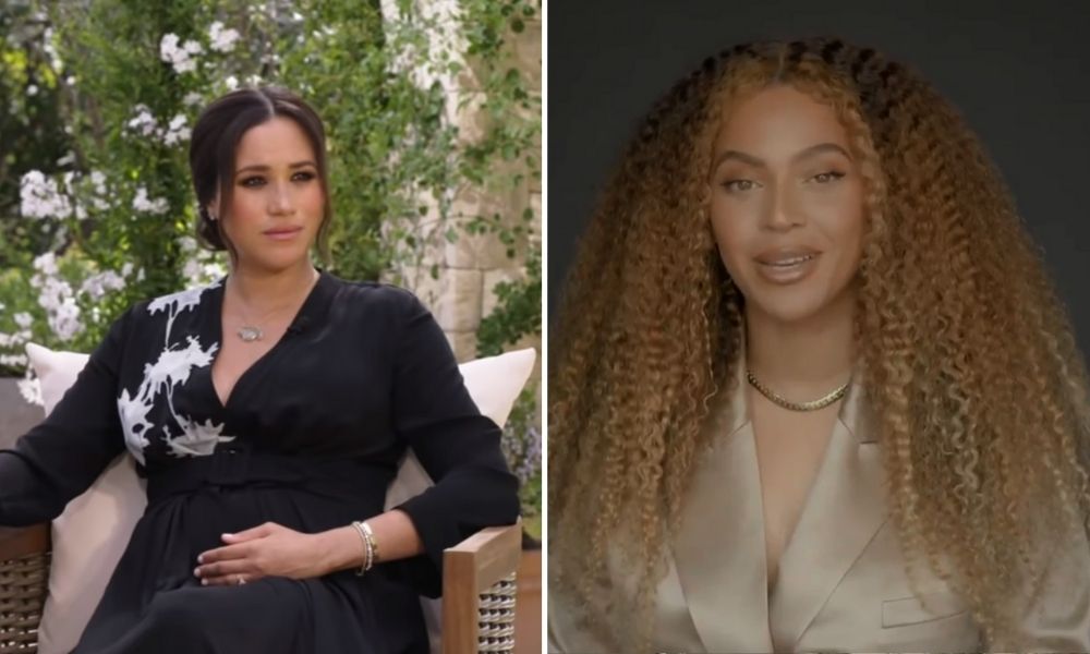 Montagem mostra Beyoncé e Meghan Markle