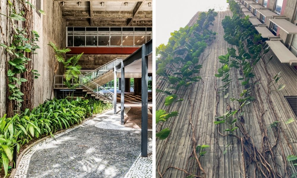O verde alpinista e as cores originais da dupla Burle Marx-Fragelli São Luiz e sua arquitetura com verde de Burle Marx-Fragelli