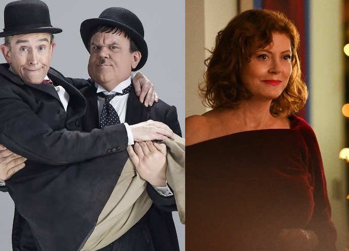 Cenas dos filmes O Gordo e o Magro, com Steve Coogan e John C. Reilly e de A Despedida, com Susan Sarandon