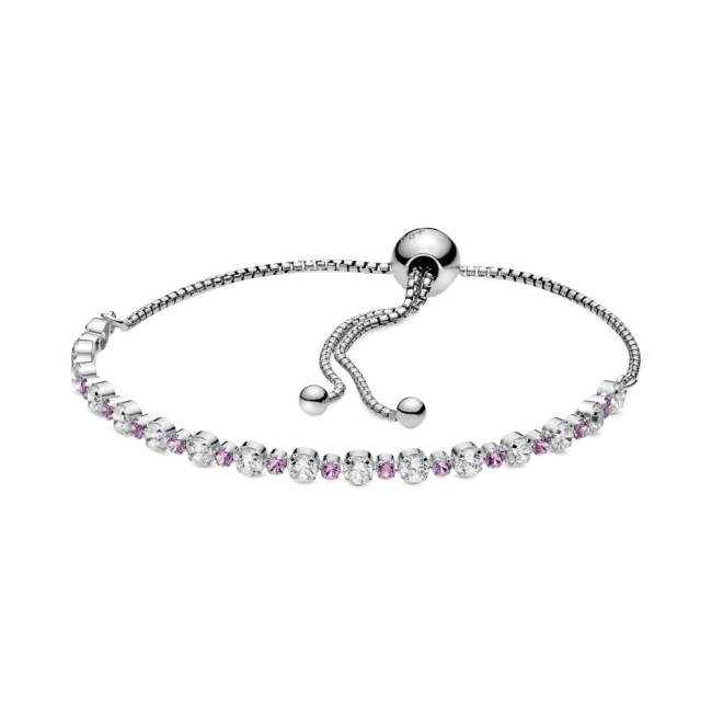 bracelete opção 2 Bracelete prata com detalhes em pedras rosas