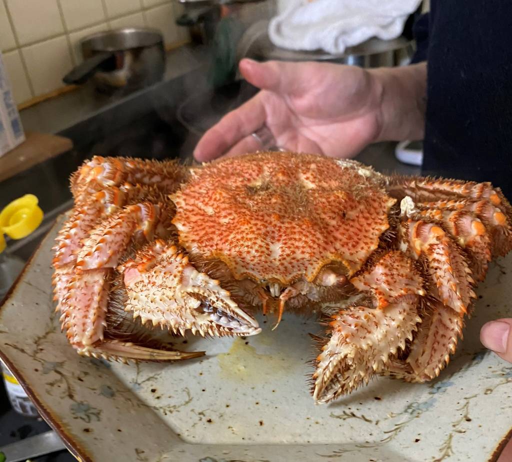 Mari-Hirata-a cozinheira-que-traduziu-o-Japão-caranguejo Caranguejo fêmea num prato