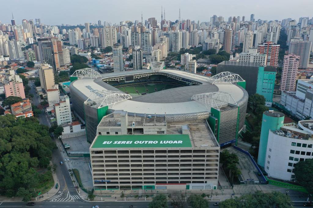 Imagem aérea mostra estádio Allianz Parque