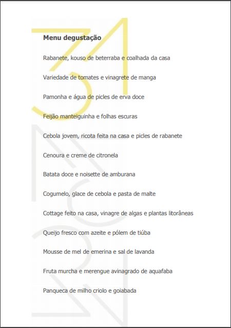 31 Print do cardápio do 31 Restaurante.