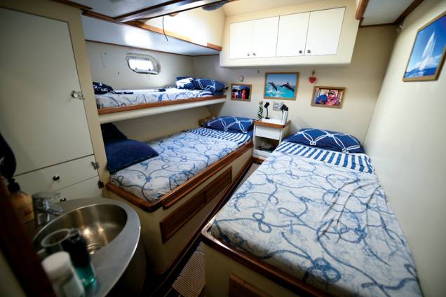 Uma das seis cabines do barco Kat, da família Schurmann Uma das seis cabines do barco Kat, da família Schurmann