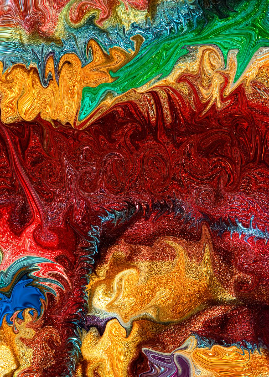 004-100×140 Foto de Dadá Cardoso, há diferentes tons (verde, ninho, vermelho, laranja e azul) e texturas