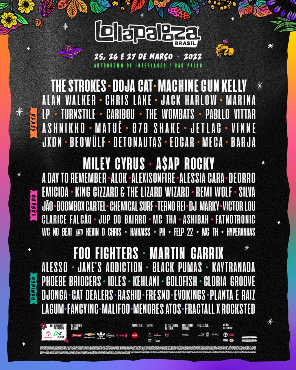 lolla Imagem mostra cartaz com todas as dezenas de atrações do festival