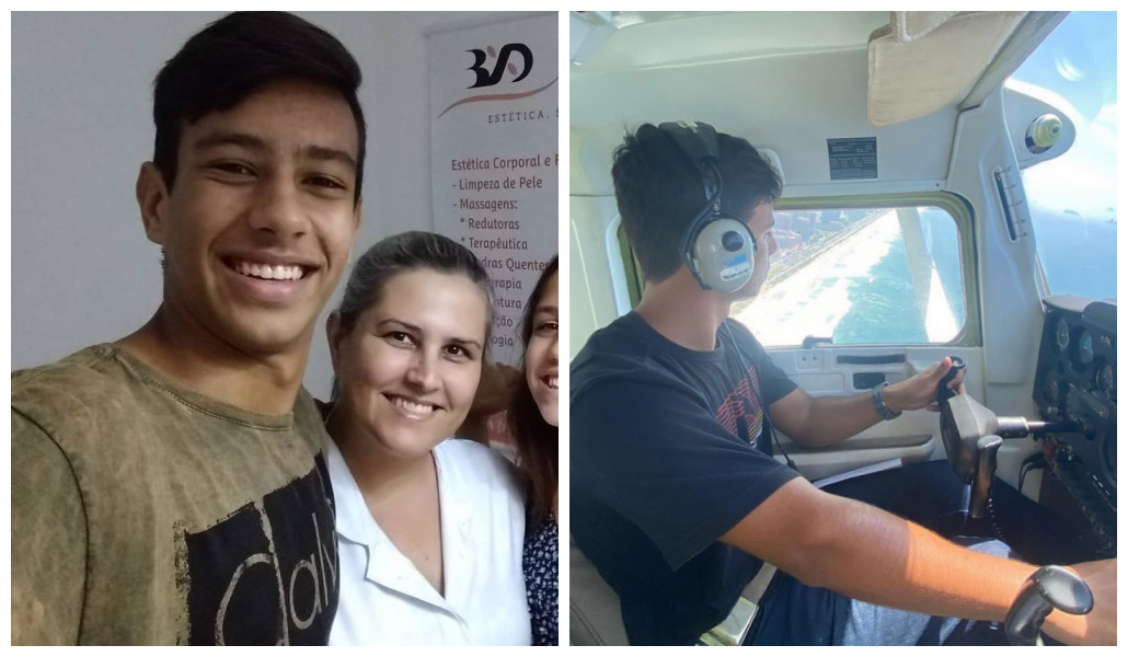 Retrato de Ana Regina e seu filho e outro retrato dele no helicóptero