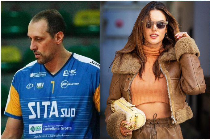 O jogador Roberto Cazzaniga e a modelo Alessandra Ambrosio