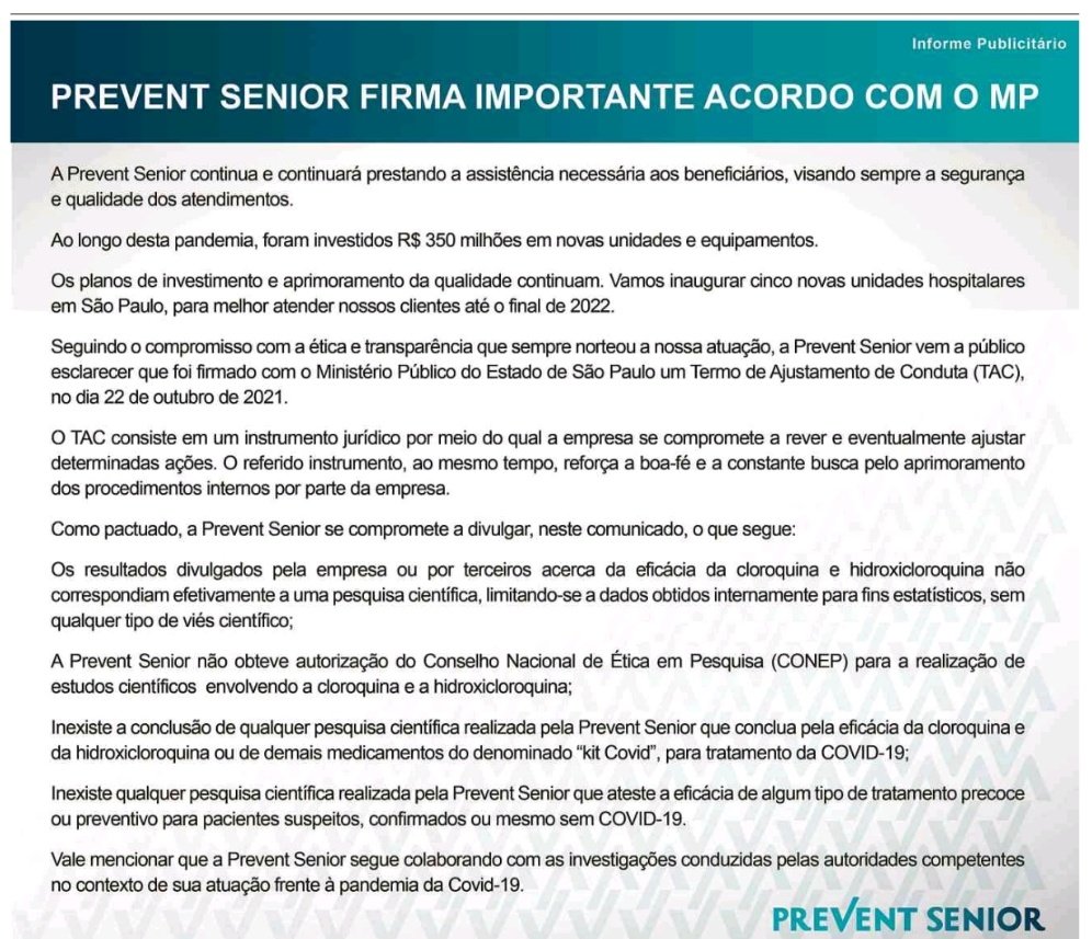 nota prevent senior Imagem mostra texto sobre fundo branco com detalhes em verde azulado.