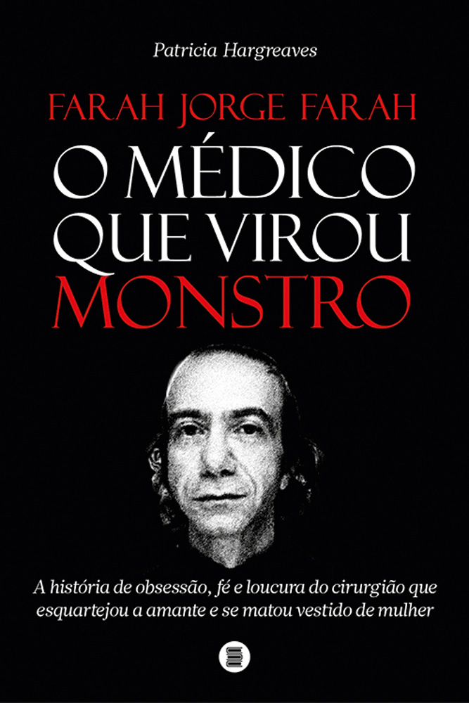 Livro Capa preta do livro mostra o rosto de Farah em preto e branco. O título e outros escritos estão em branco e vermelho (a palavra
