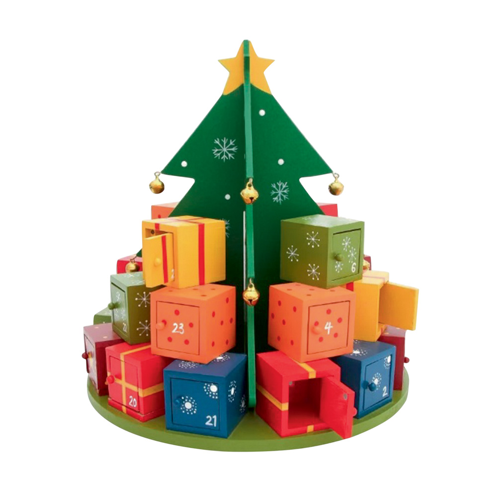 arvore camicado op2.jpg Árvore de Natal em madeirinha com vários presentinhos empilhados