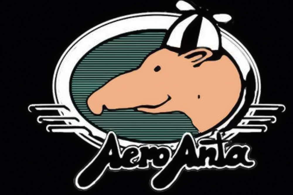 Aeroanta_reprodução-matéria-Vejinha.jpeg Imagem mostra desenho de anta com um chapéu e o nome, embaixo,