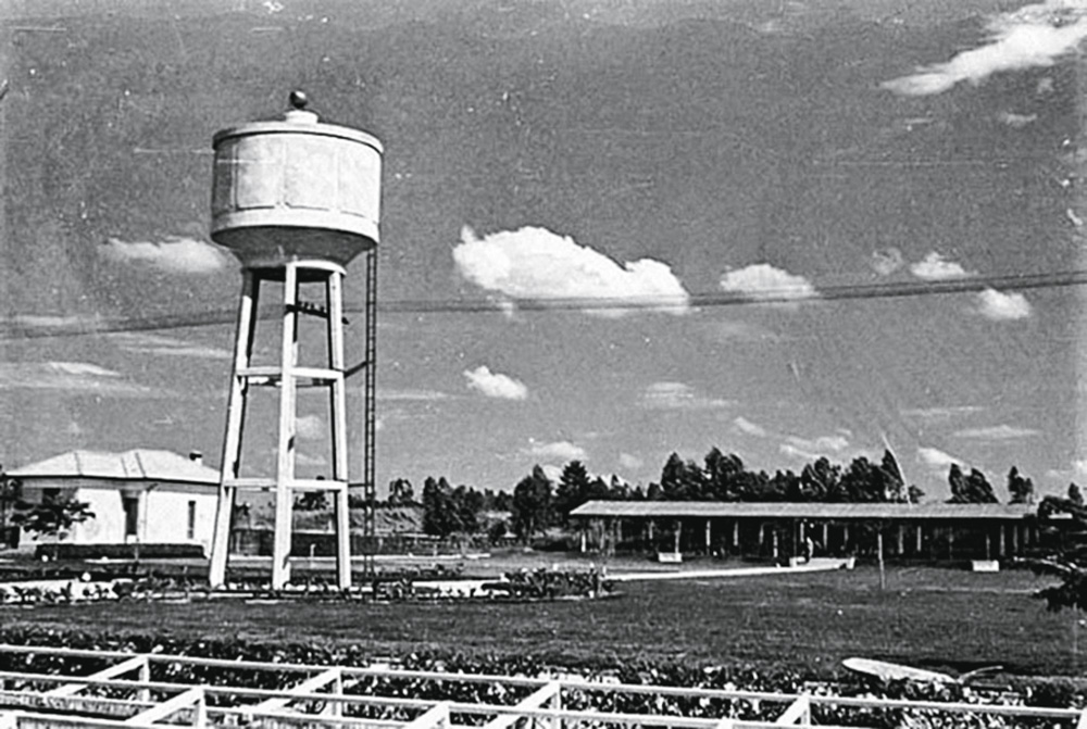 manequinho_divulgação-secretaria-do-verde-e-meio-ambiente.jpg Imagem mostra campo com caixa d'água branca alta e uma estrutura ao fundo.