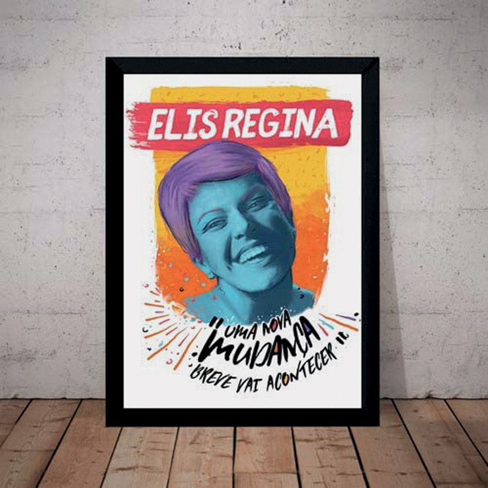 51h85egH01L._AC_.jpg Quadro colorido com ilustração do rosto de Elis Regina