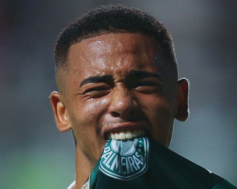 Retrato de Gabriel de Jesus, ele morte a camiseta do Pameiras