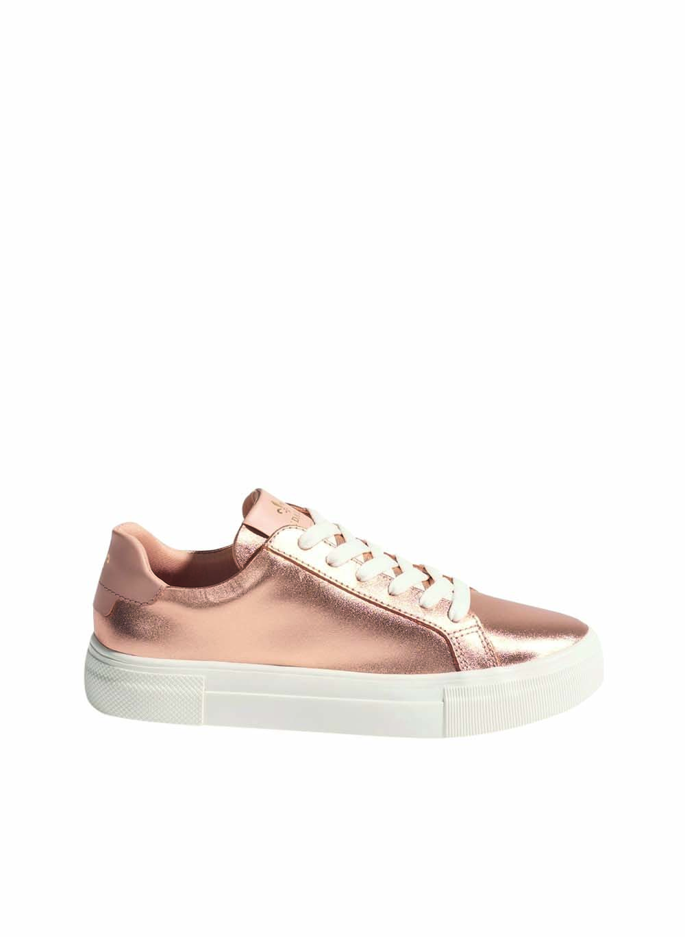 T&ecirc;nis de couro metalizado ros&eacute;